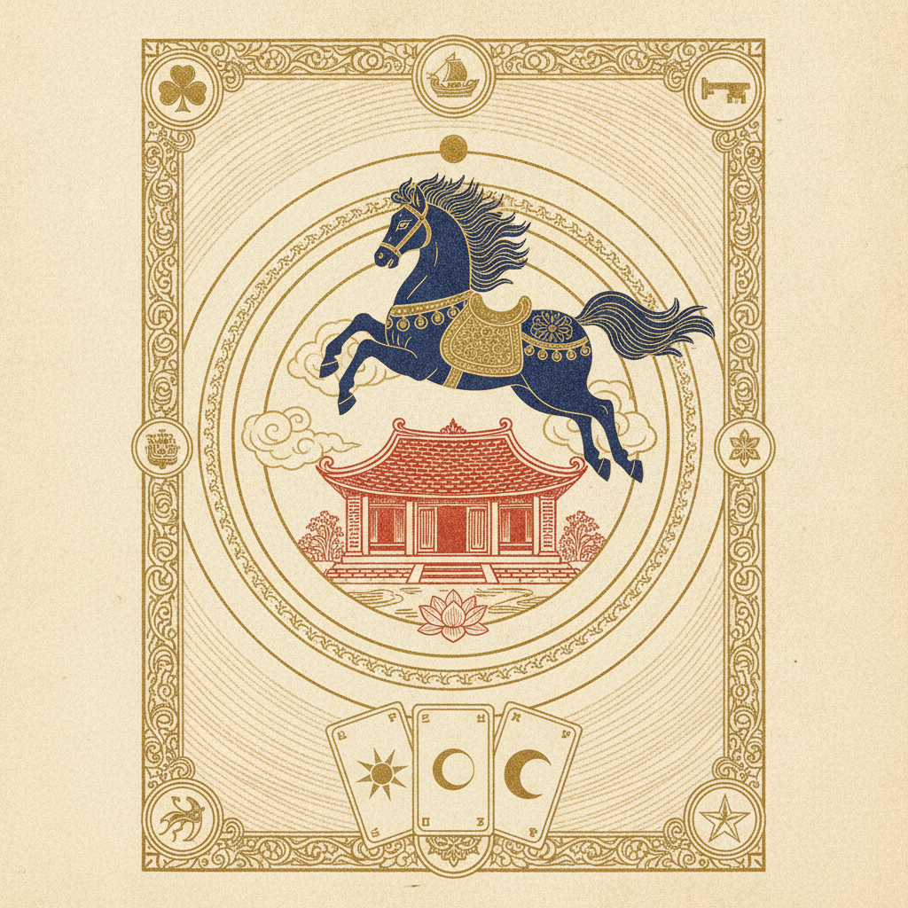 Hai lá bài Lenormand Kỵ Sĩ và Ngôi Nhà